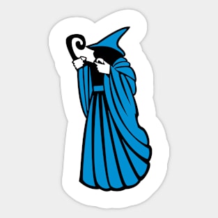 Hovering Blue Wizard Art Sticker